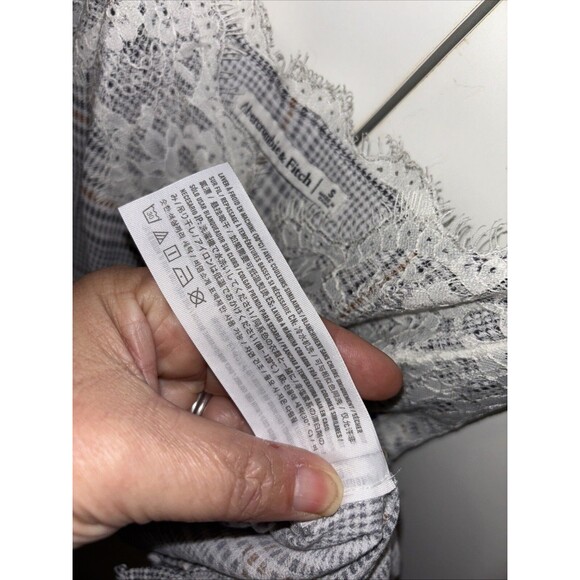 Abercrombie Fitch Women Sleeveless Lace Trim Cami Tank Top S Adjust Straps Plaid - Picture 6 of 9